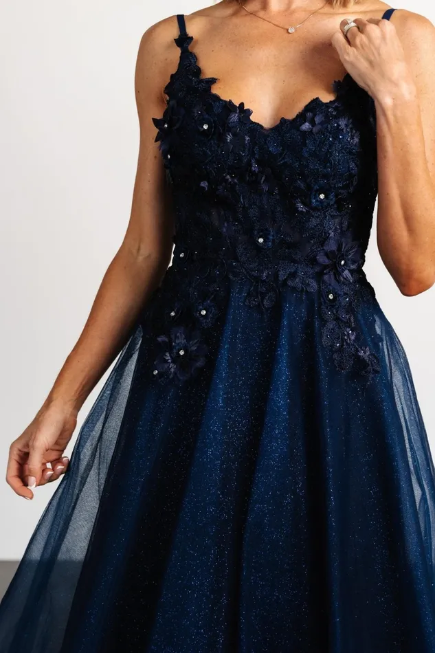 Noelle Shimmer Midi Dress Midnight Blue Women Baltic Born Tulle Styles Noelle Shimmer Midi Dress Midnight Blue Women Baltic Born Tulle Styles