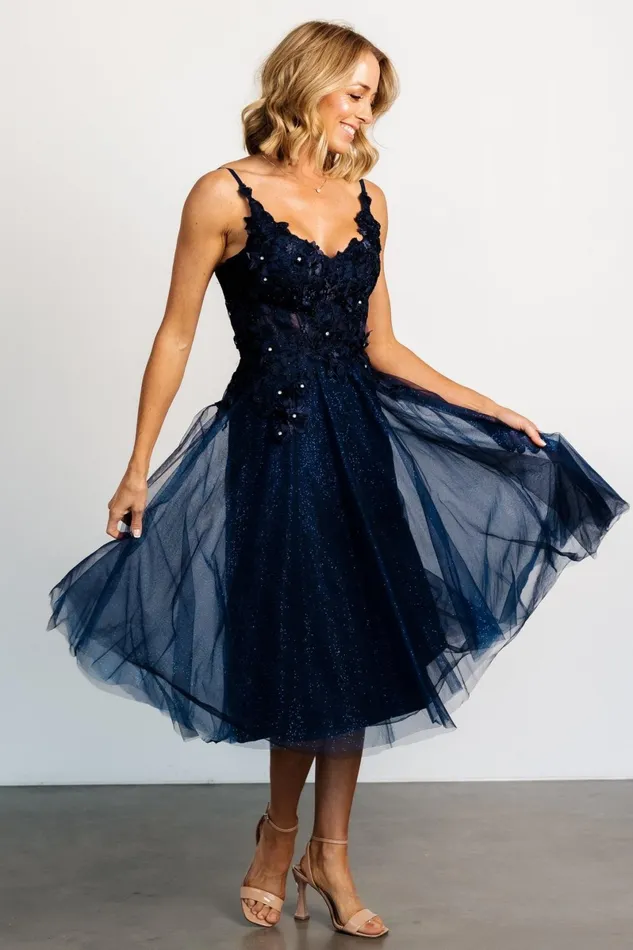 Noelle Shimmer Midi Dress Midnight Blue Women Baltic Born Tulle Styles Noelle Shimmer Midi Dress Midnight Blue Women Baltic Born Tulle Styles