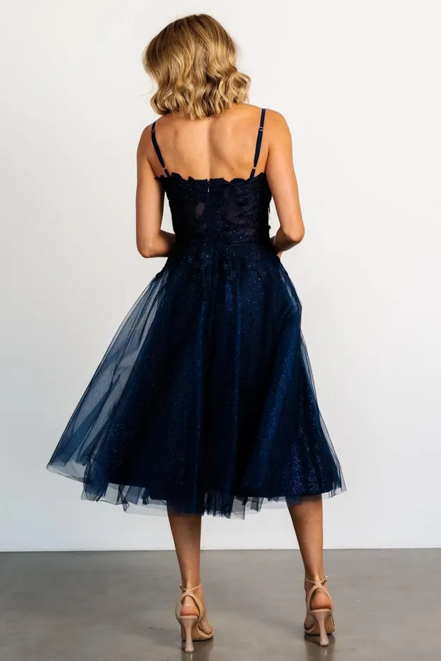 Noelle Shimmer Midi Dress Midnight Blue Women Baltic Born Tulle Styles Noelle Shimmer Midi Dress Midnight Blue Women Baltic Born Tulle Styles