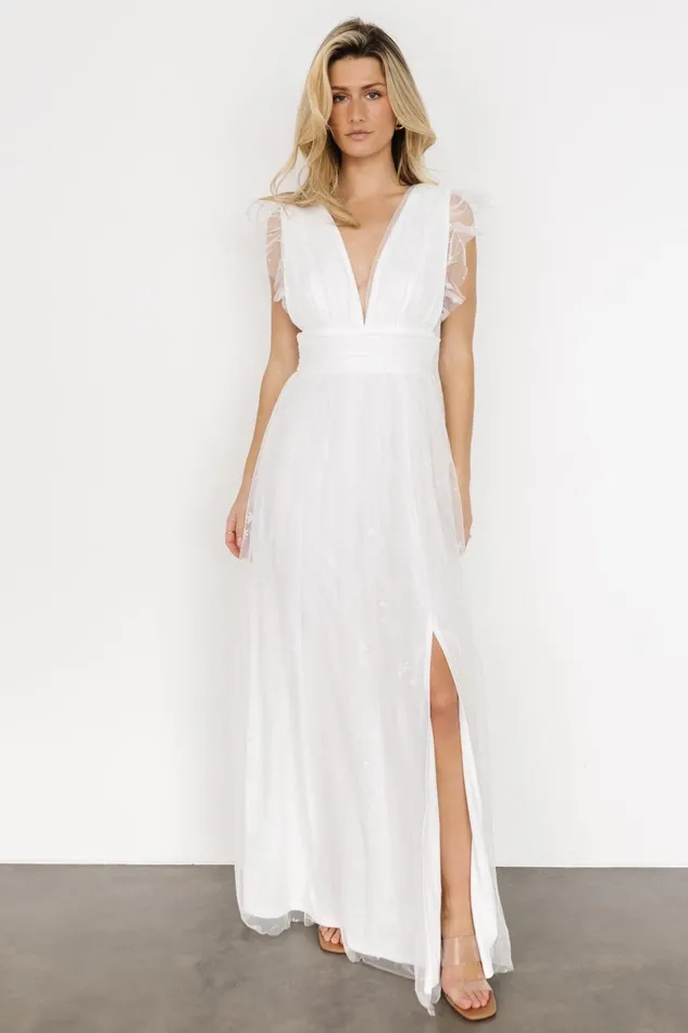 Nova Shimmer Maxi Dress White Women Baltic Born Embellished Sequin