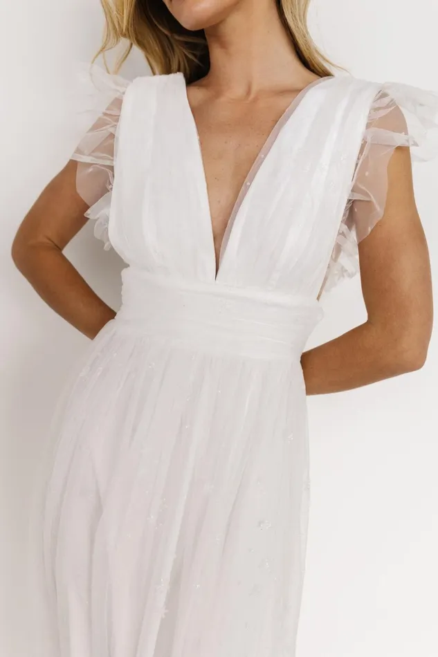 Nova Shimmer Maxi Dress White Women Baltic Born Embellished Sequin
