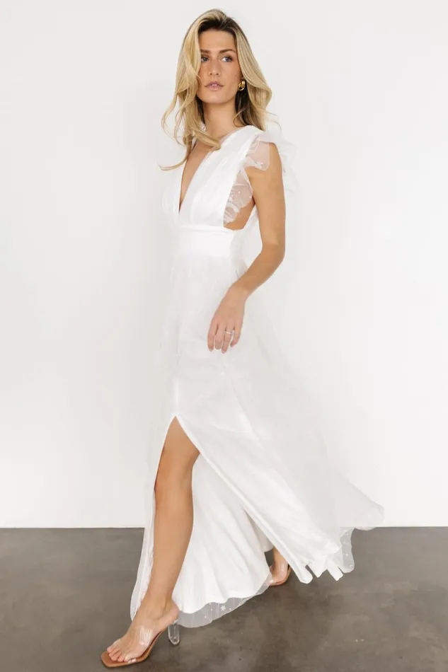 Nova Shimmer Maxi Dress White Women Baltic Born Embellished Sequin