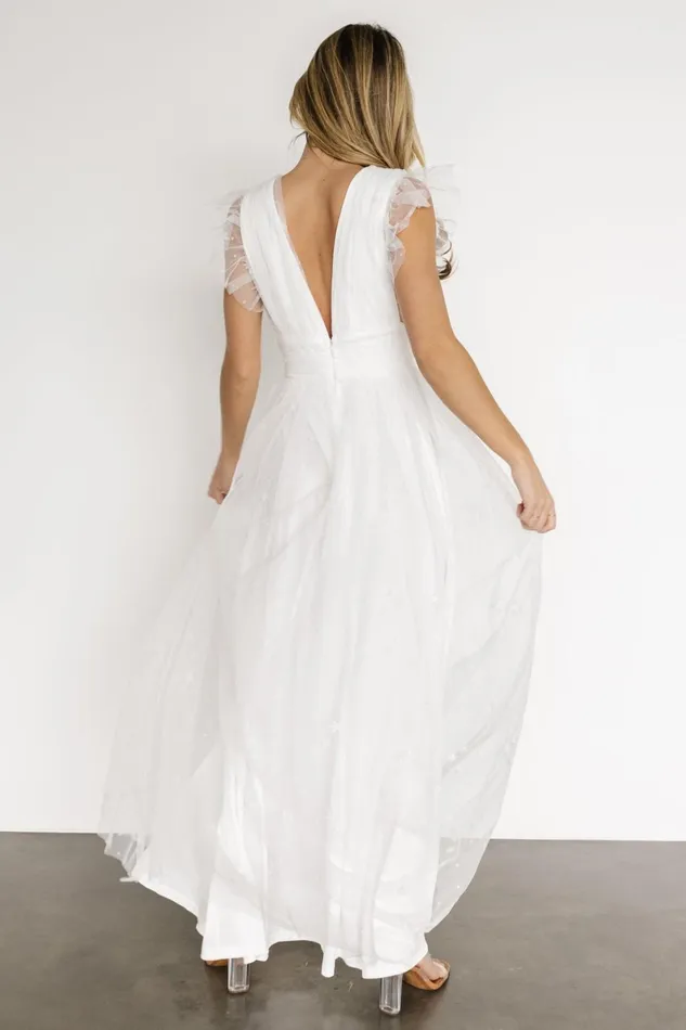 Nova Shimmer Maxi Dress White Women Baltic Born Embellished Sequin