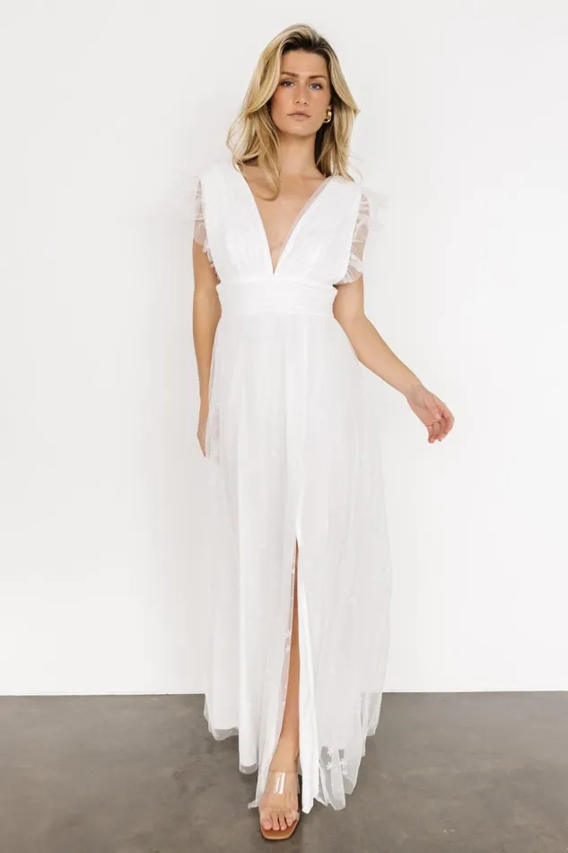 Nova Shimmer Maxi Dress White Women Baltic Born Embellished Sequin