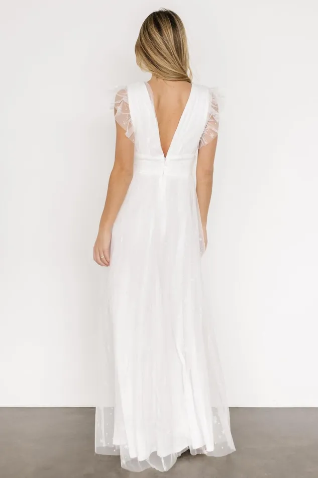 Nova Shimmer Maxi Dress White Women Baltic Born Embellished Sequin