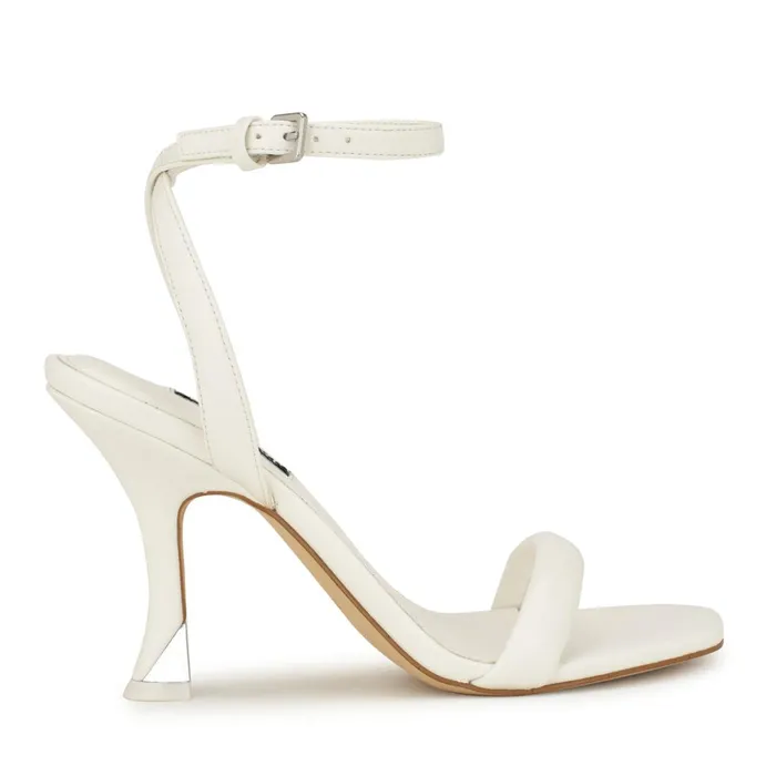 Nyra Ankle Strap Sandals White Women Nine West Mid Heels