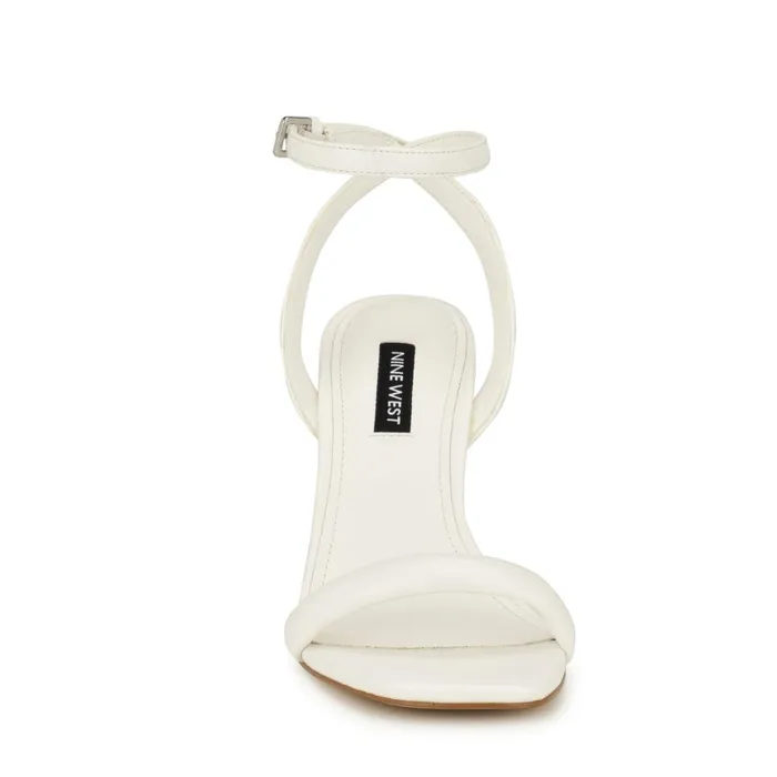 Nyra Ankle Strap Sandals White Women Nine West Mid Heels Nyra Ankle Strap Sandals White Women Nine West Mid Heels