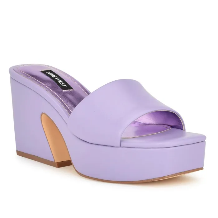 Oklee Platform Slide Sandals Lilac Women Nine West Platforms Oklee Platform Slide Sandals Lilac Women Nine West Platforms