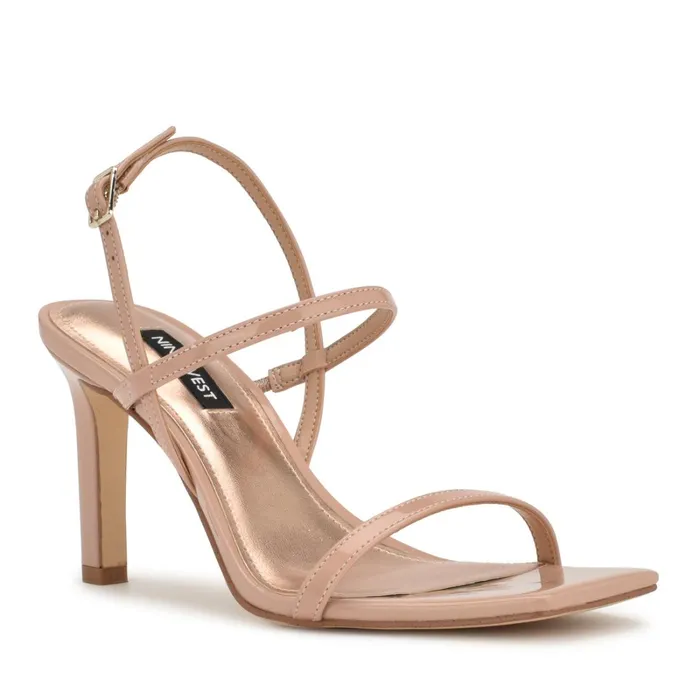 Olah Heeled Slingback Sandals Barely Nude Patent Women Nine West Dress Olah Heeled Slingback Sandals Barely Nude Patent Women Nine West Dress