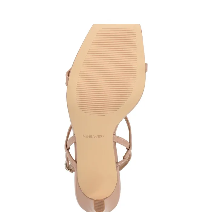 Olah Heeled Slingback Sandals Barely Nude Patent Women Nine West Dress Olah Heeled Slingback Sandals Barely Nude Patent Women Nine West Dress