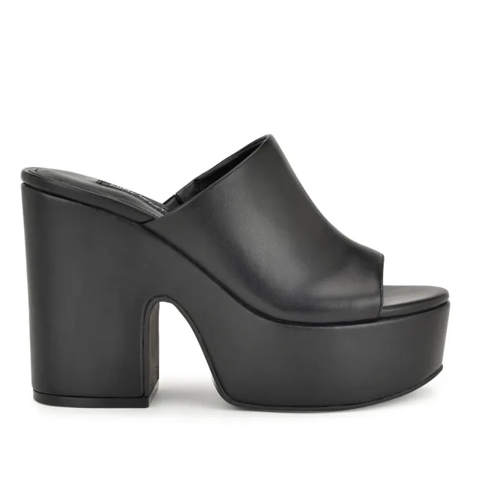 Olley Platform Slide Sandals Black Women Nine West Platforms