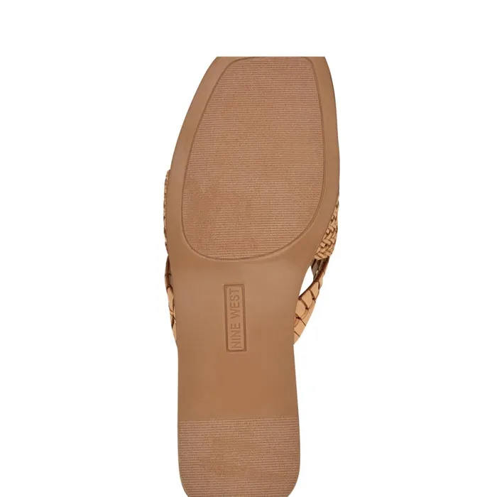 Olson Knotted Flat Slide Sandals Light Natural Women Nine West Low Heel Olson Knotted Flat Slide Sandals Light Natural Women Nine West Low Heel