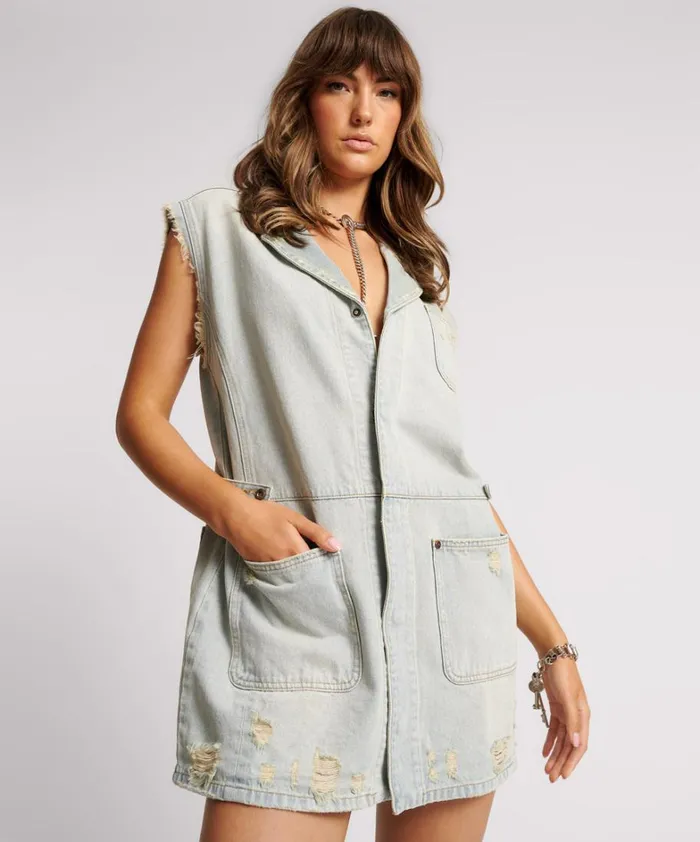 One Teaspoon Denim Dresses OLD WEST PALISADES DENIM DRESS 8211 Women One Teaspoon Denim Dresses OLD WEST PALISADES DENIM DRESS 8211 Women