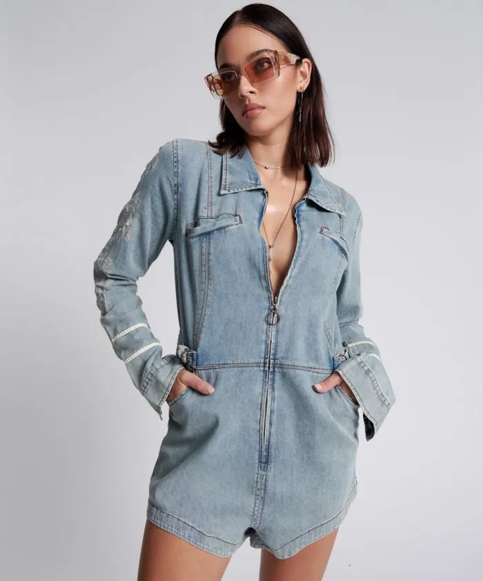 One Teaspoon Denim Jumpsuits HEARTLAND EMBROIDERED MARGOT JUMPSUIT 8211 Women