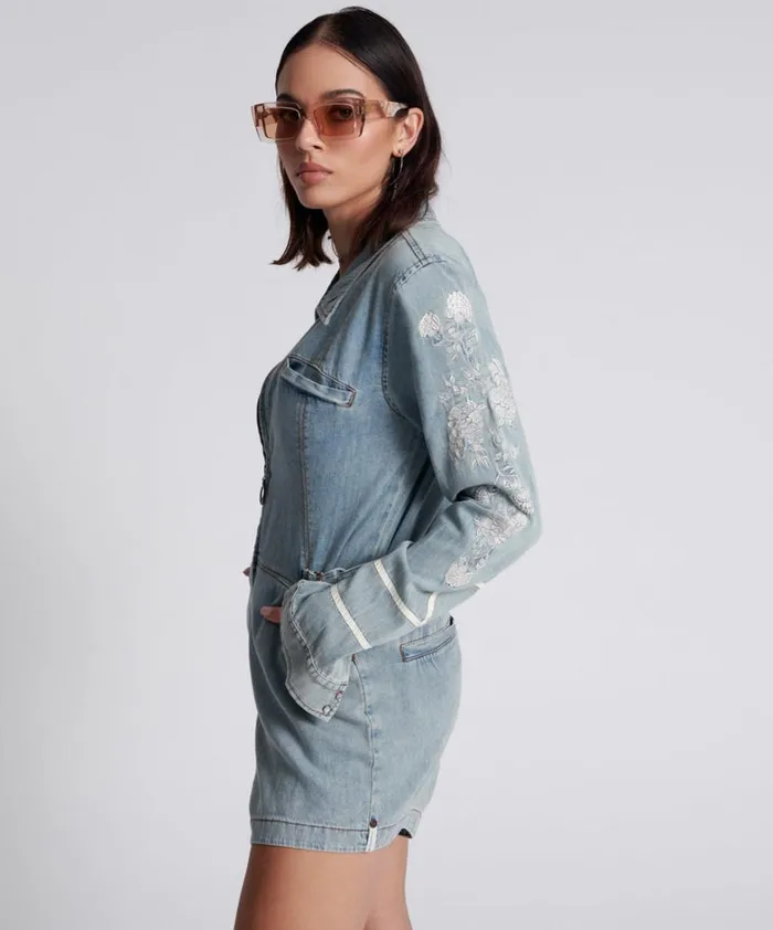 One Teaspoon Denim Jumpsuits HEARTLAND EMBROIDERED MARGOT JUMPSUIT 8211 Women