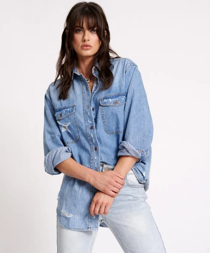 One Teaspoon Denim Shirts PACIFICA CLASSIC EVERYDAY DENIM SHIRT 8211 Women