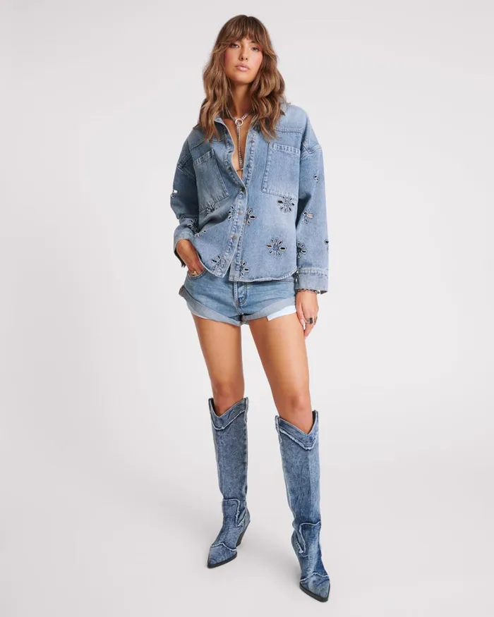 One Teaspoon Denim Tops COBAINE DAISY DARIA DENIM SHIRT 8211 Women One Teaspoon Denim Tops COBAINE DAISY DARIA DENIM SHIRT 8211 Women