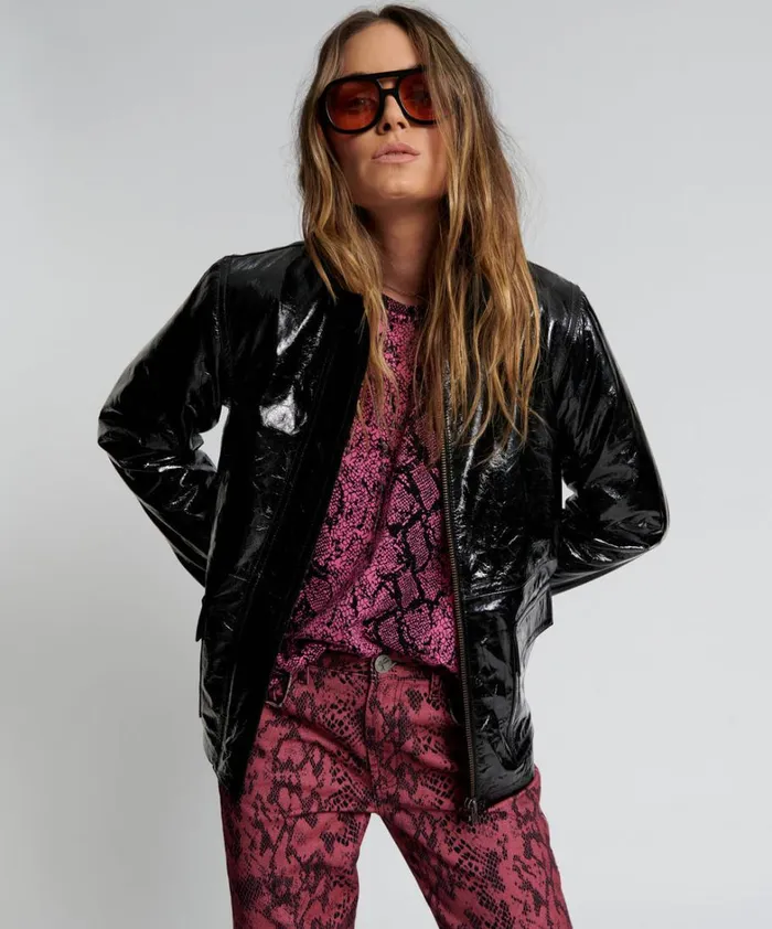 One Teaspoon Jackets BLACK OUT PATENT LEATHER JACKET 8211 Women