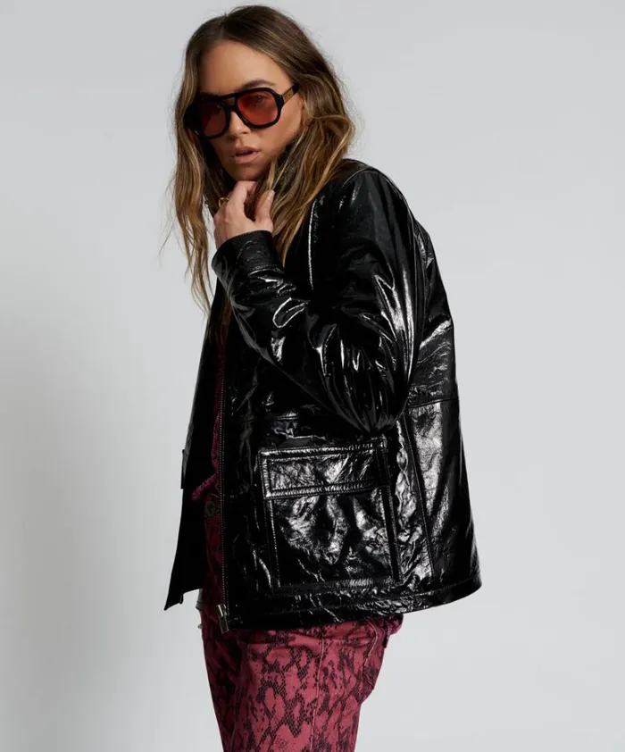One Teaspoon Jackets BLACK OUT PATENT LEATHER JACKET 8211 Women