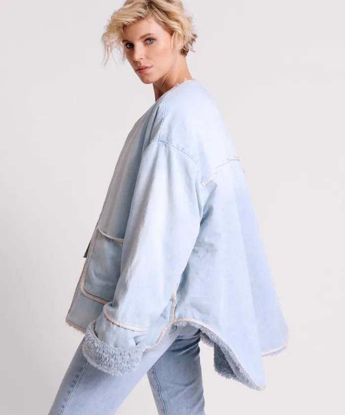 One Teaspoon Jackets BLUE SPACE TEDDY THROWOVER DENIM JACKET 8211 Women