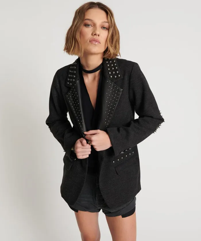 One Teaspoon Jackets CHARCOAL STUDDED BLAZER 8211 Women
