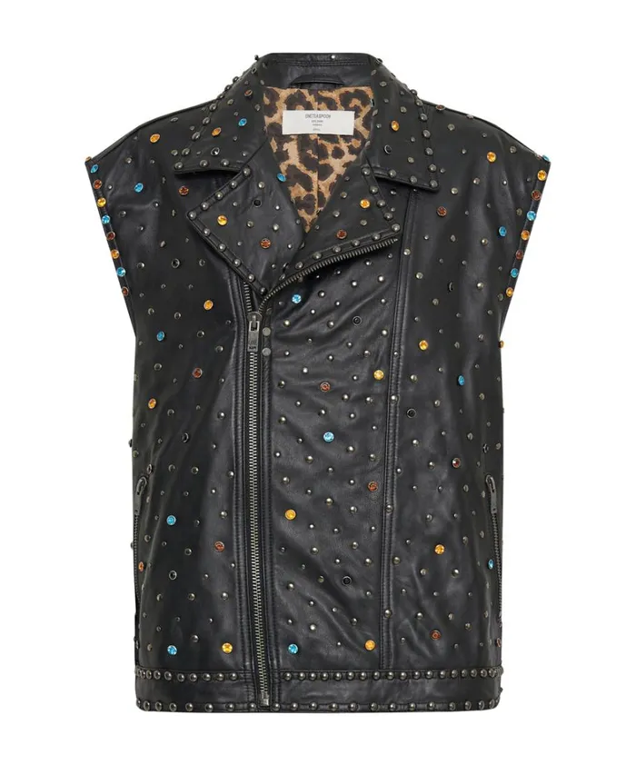 One Teaspoon Jackets STUDDED JEWEL LEATHER EAGLE PUNK SLEEVELESS JACKET 8211 Women