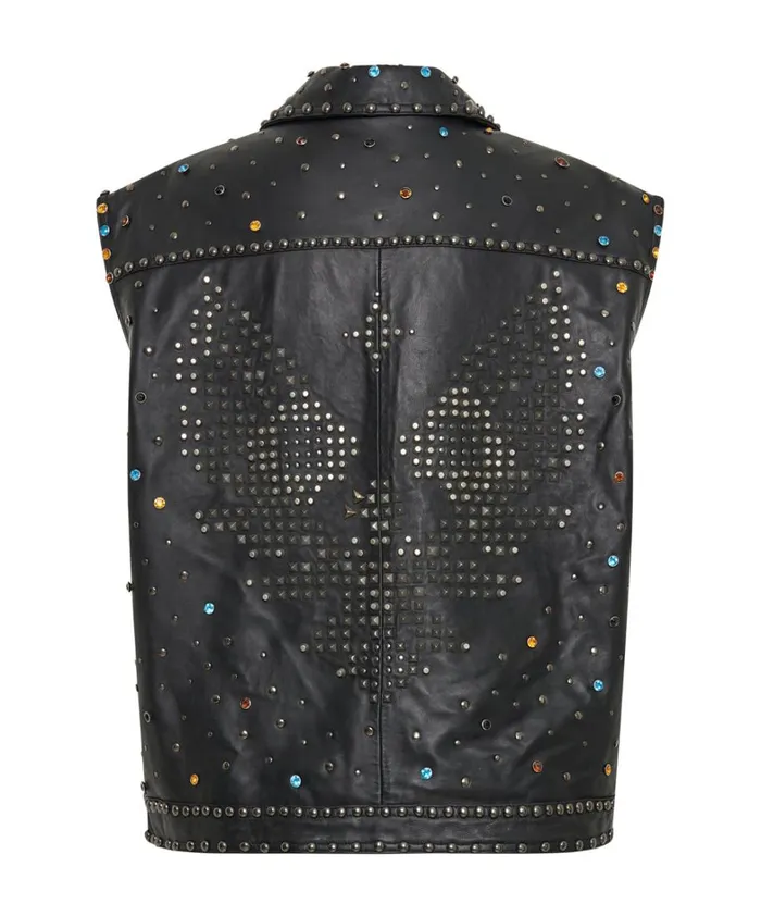 One Teaspoon Jackets STUDDED JEWEL LEATHER EAGLE PUNK SLEEVELESS JACKET 8211 Women