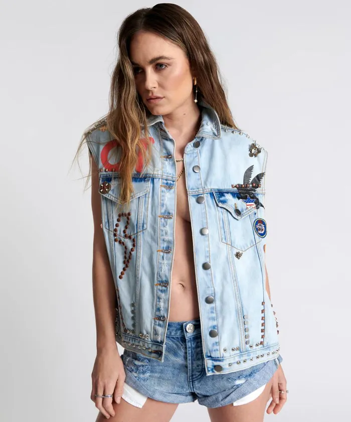 One Teaspoon Jackets TORNADO STUDDED PUNK SLEEVELESS JACKET 8211 Women One Teaspoon Jackets TORNADO STUDDED PUNK SLEEVELESS JACKET 8211 Women