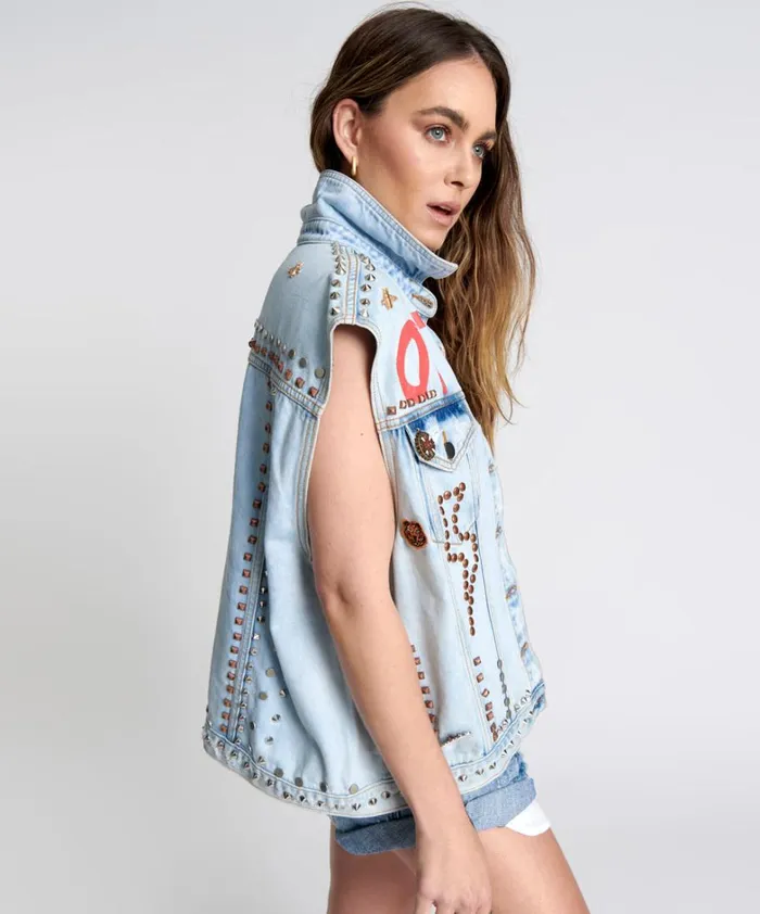 One Teaspoon Jackets TORNADO STUDDED PUNK SLEEVELESS JACKET 8211 Women One Teaspoon Jackets TORNADO STUDDED PUNK SLEEVELESS JACKET 8211 Women