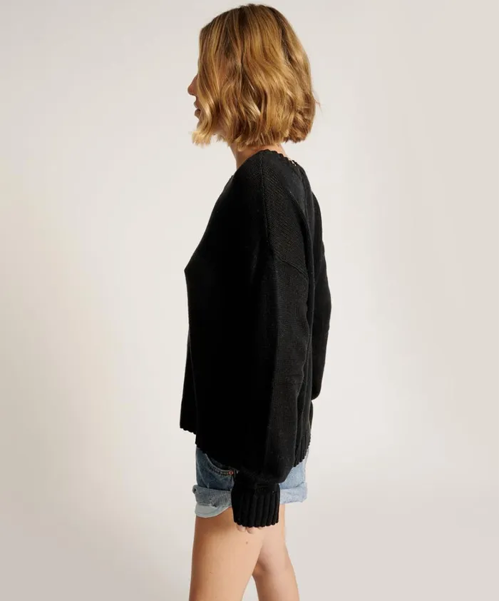 One Teaspoon Knitwear CLASSIC POCKET CHUNKY KNIT SWEATER BLACK 8211 Women
