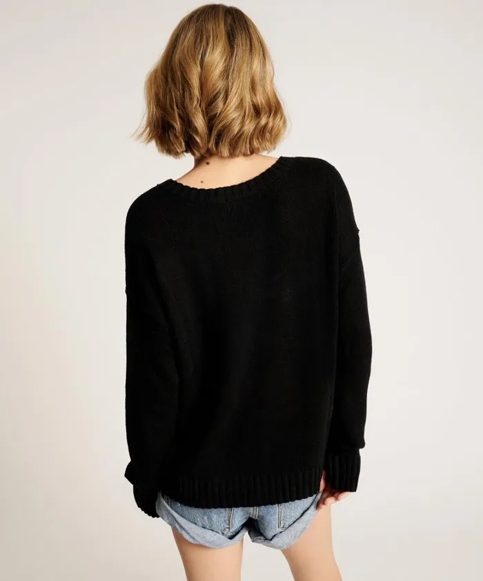 One Teaspoon Knitwear CLASSIC POCKET CHUNKY KNIT SWEATER BLACK 8211 Women