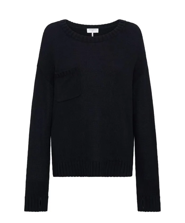 One Teaspoon Knitwear CLASSIC POCKET CHUNKY KNIT SWEATER BLACK 8211 Women