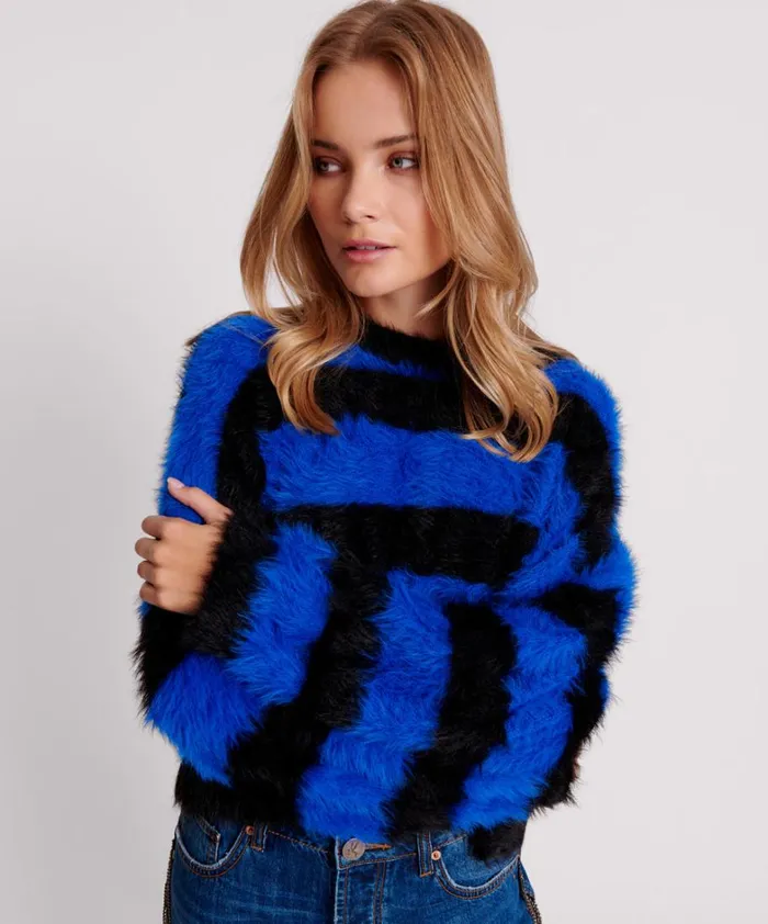 One Teaspoon Knitwear KRUGER STRIPE FLUFFY CROP KNIT SWEATER 8211 Women