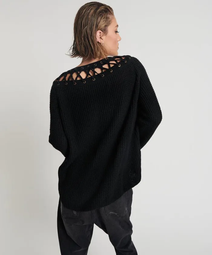 One Teaspoon Knitwear LACED UP KNIT SWEATER 8211 Women