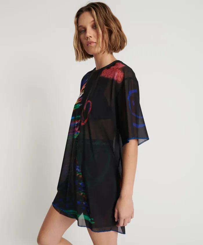 One Teaspoon Mini Dresses 99 CENT DREAMS MESH TEE DRESS 8211 Women One Teaspoon Mini Dresses 99 CENT DREAMS MESH TEE DRESS 8211 Women