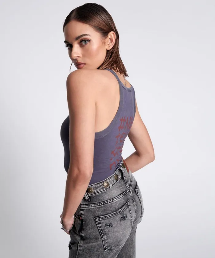 One Teaspoon Tees and Tanks BAMBOO LOGO LONGLINE RALLY TANK 8211 Women