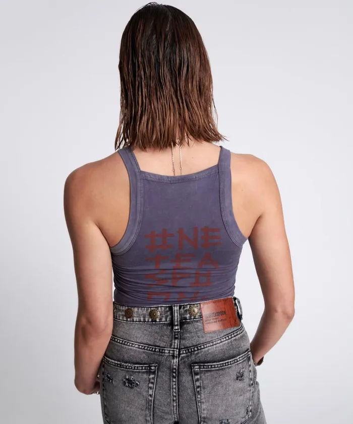 One Teaspoon Tees and Tanks BAMBOO LOGO LONGLINE RALLY TANK 8211 Women