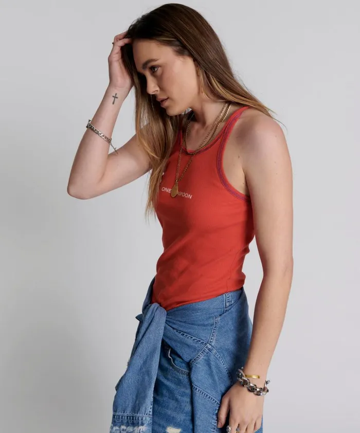 One Teaspoon Tees and Tanks RED ONE TEASPOON LOGO SINGLET 8211 Women One Teaspoon Tees and Tanks RED ONE TEASPOON LOGO SINGLET 8211 Women