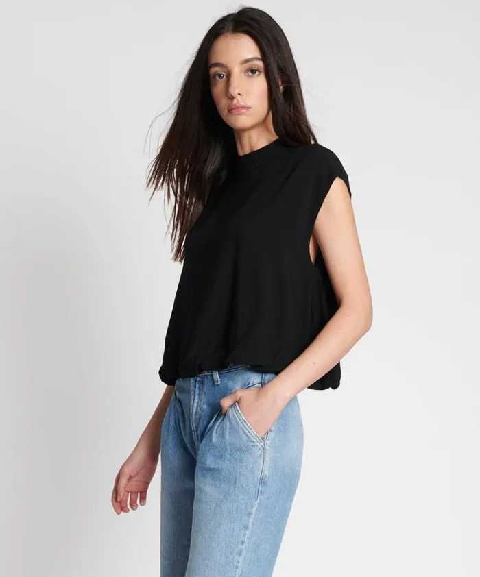 One Teaspoon Tops BLACK CREPE BUBBLE TOP 8211 Women One Teaspoon Tops BLACK CREPE BUBBLE TOP 8211 Women