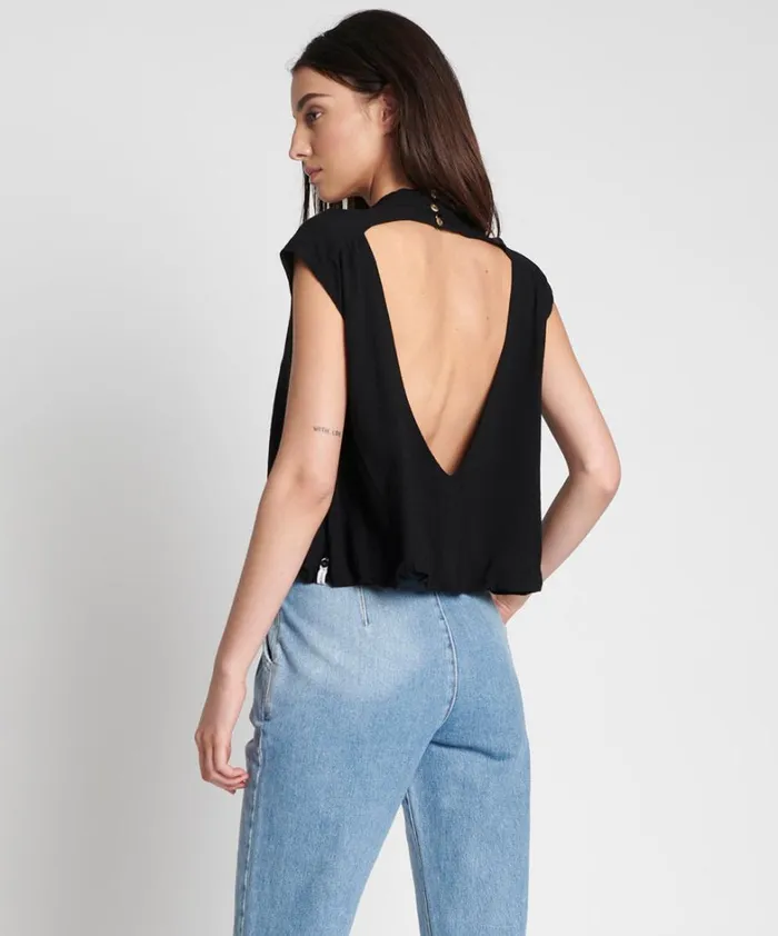 One Teaspoon Tops BLACK CREPE BUBBLE TOP 8211 Women One Teaspoon Tops BLACK CREPE BUBBLE TOP 8211 Women