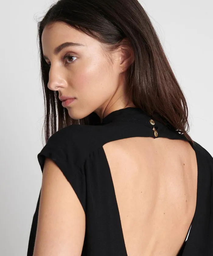 One Teaspoon Tops BLACK CREPE BUBBLE TOP 8211 Women One Teaspoon Tops BLACK CREPE BUBBLE TOP 8211 Women