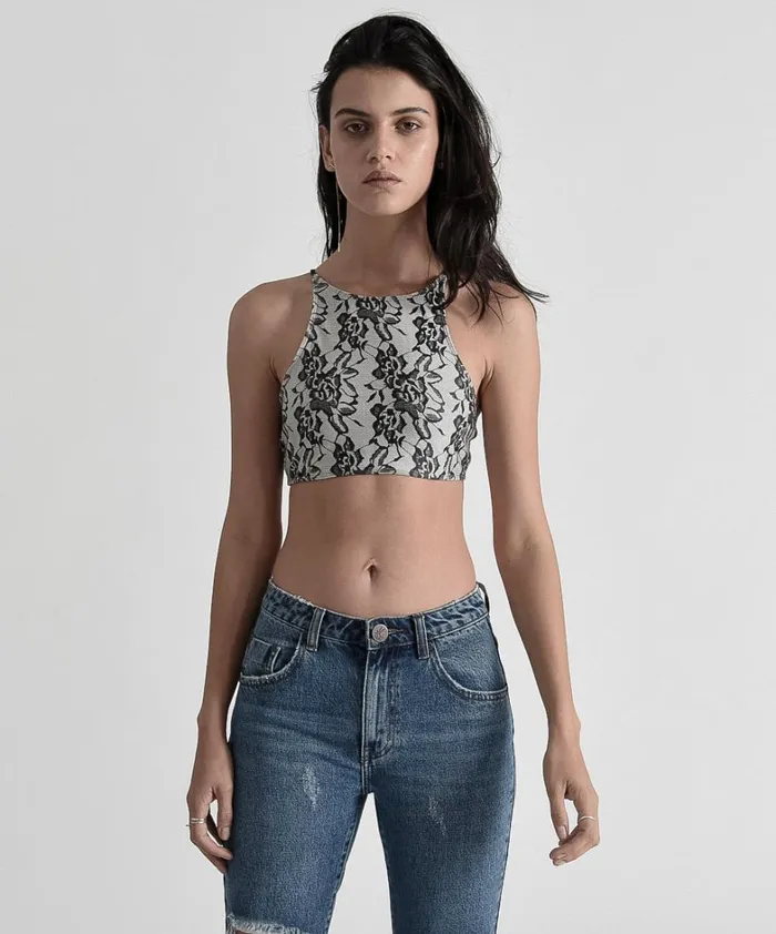 One Teaspoon Tops IVORY LOVER BOBBY CROP 8211 Women