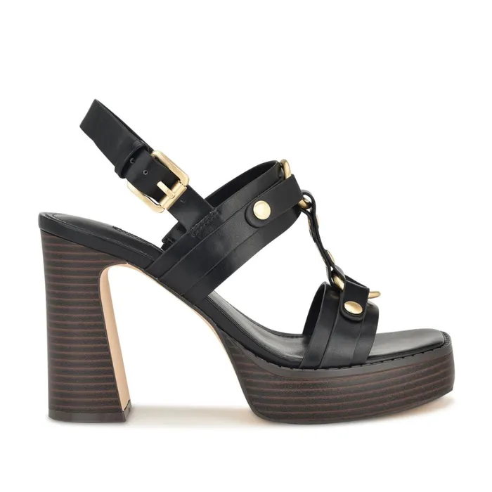 Opell Tailored Platform Sandals Black Women Nine West Heeled