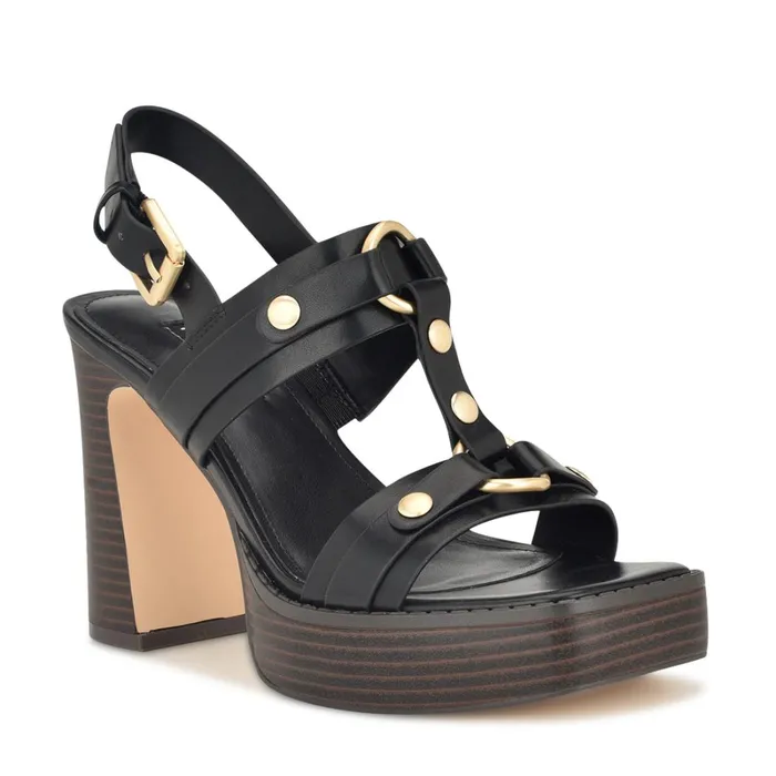 Opell Tailored Platform Sandals Black Women Nine West Heeled