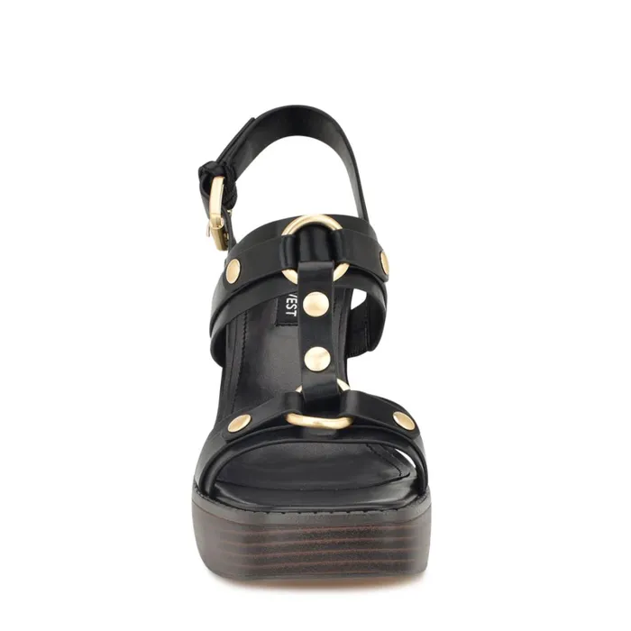 Opell Tailored Platform Sandals Black Women Nine West Heeled