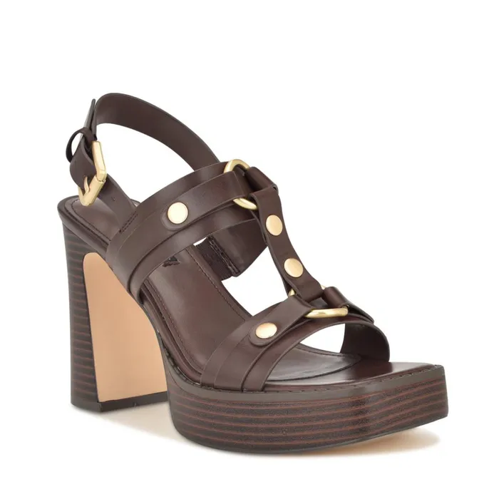 Opell Tailored Platform Sandals Dark Brown Women Nine West Sandals