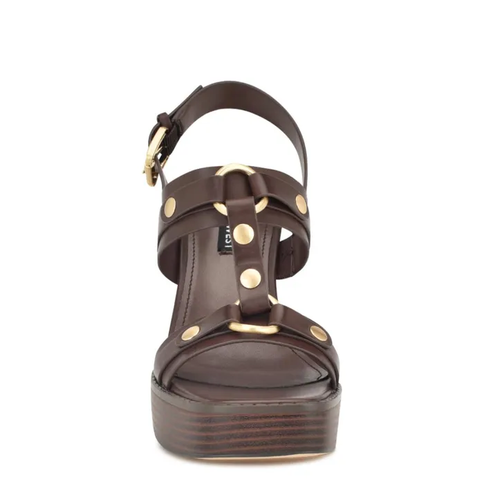 Opell Tailored Platform Sandals Dark Brown Women Nine West Sandals