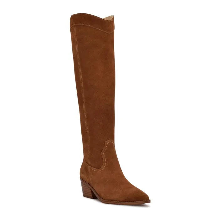 Orece Western Boots Cognac Suede Women Nine West Boots and Booties Orece Western Boots Cognac Suede Women Nine West Boots and Booties