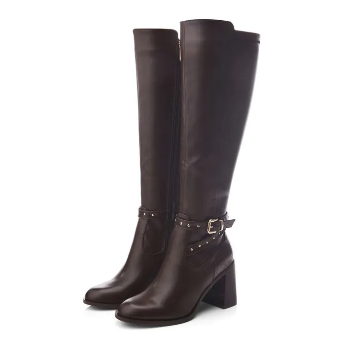 Over The Knee Boots Women Moda In Pelle Umah Brown Snake Print