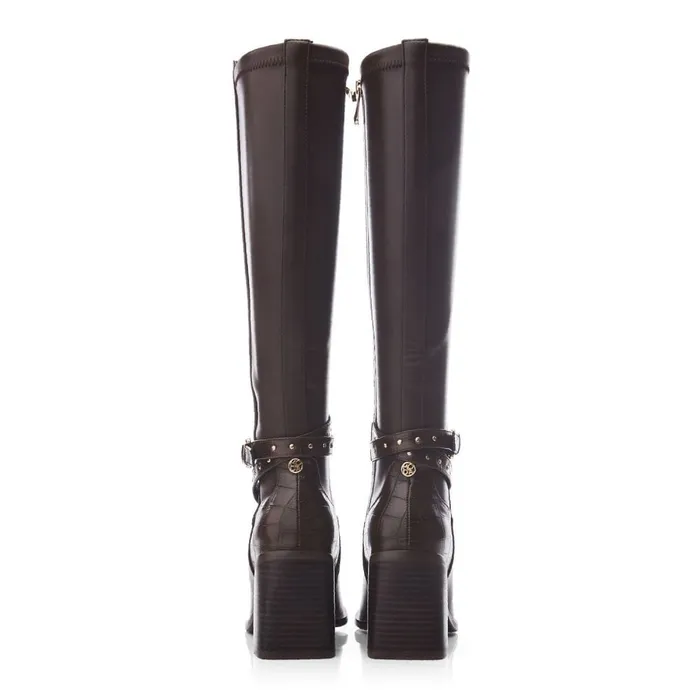 Over The Knee Boots Women Moda In Pelle Umah Brown Snake Print